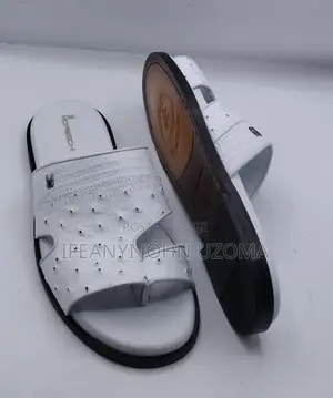 White Color Original Leather Slippers