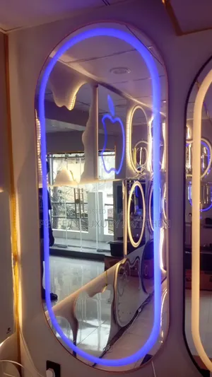 Quality 170x60cm Round Gold Framed 3 Colored Led Lights Mirror