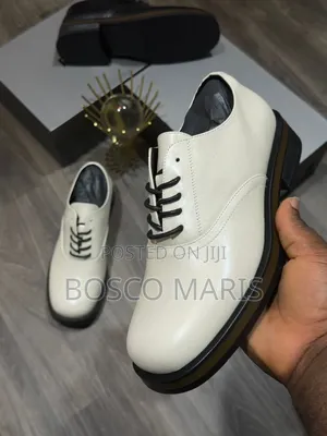 FCDP Luxury White Italian Leather Wholecut Derby Shoes