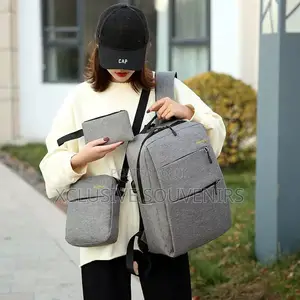 Three-piece Set Usb Laptop Backpack