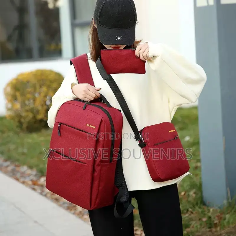Three-piece Set Usb Laptop Backpack