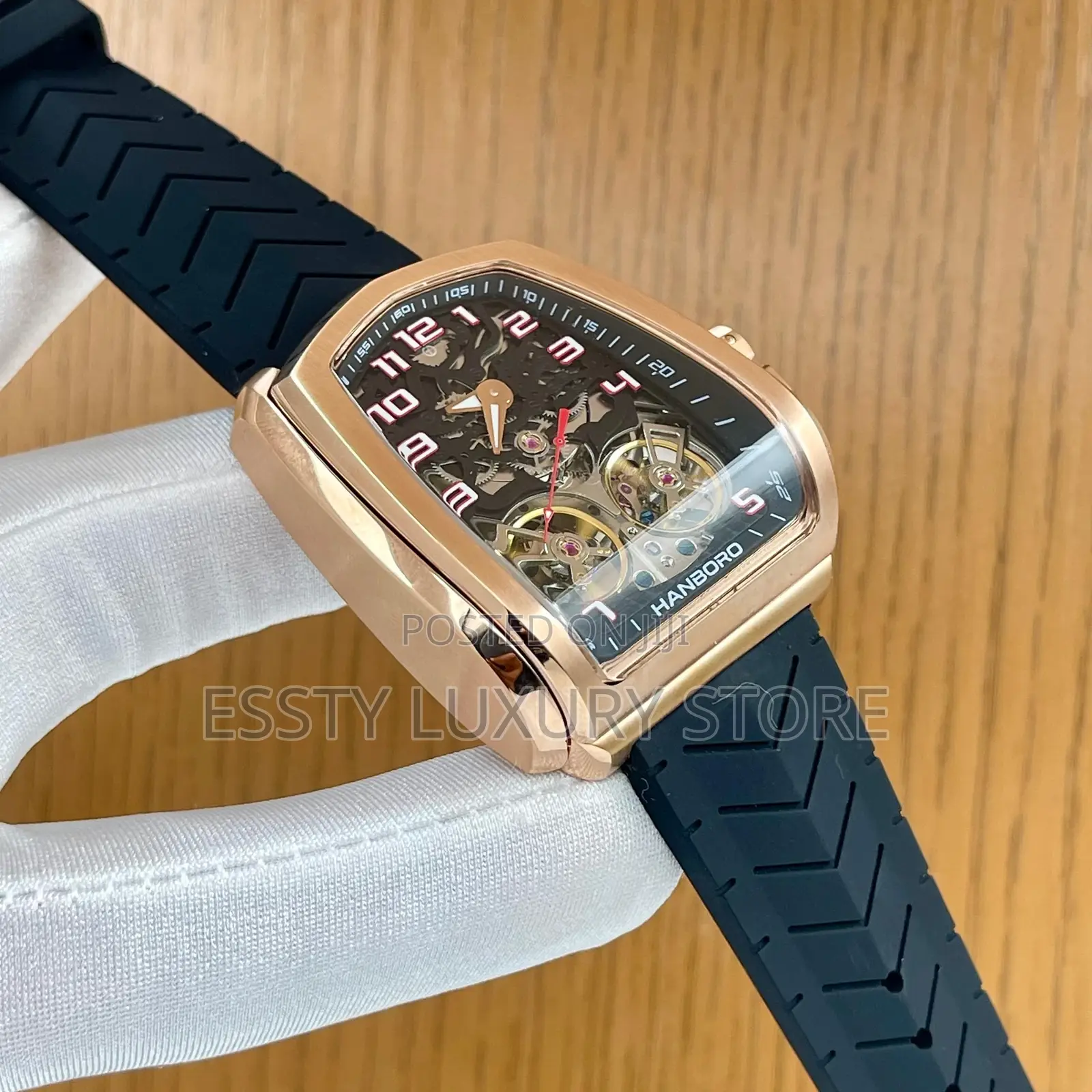 Automatic Hanboro Leather/Rubber Strap Watch Comes With Extra Strap
