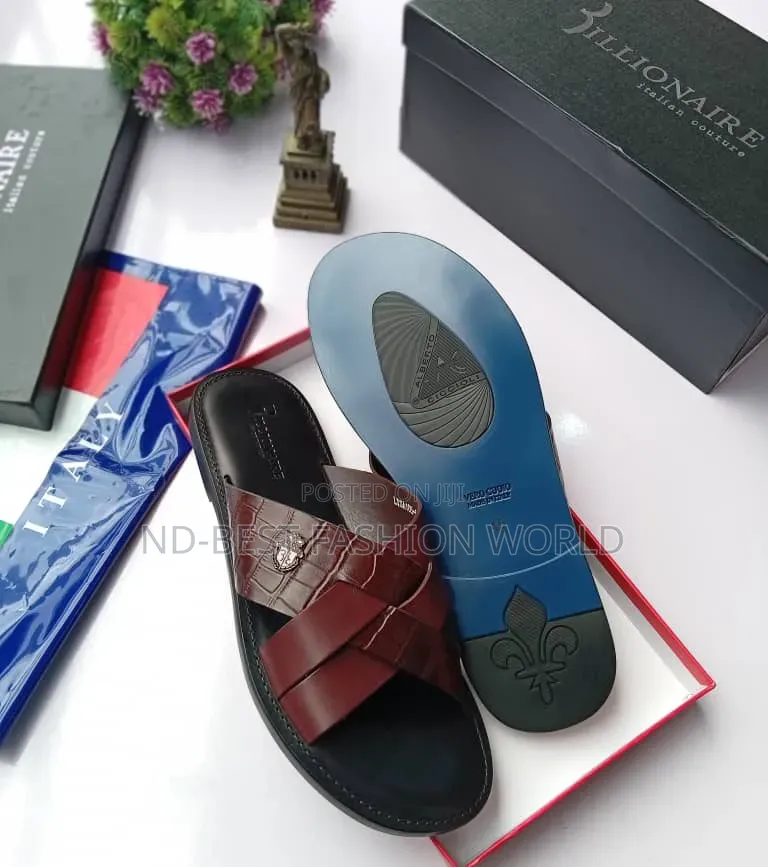 Blue Billionaire Leather Slippers