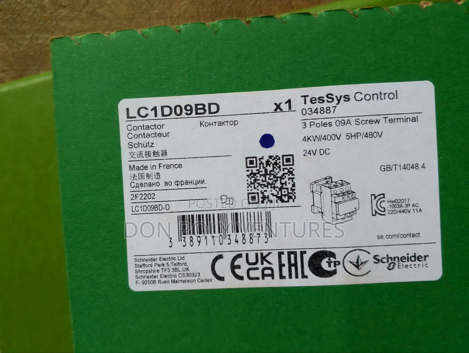 Lc1d09bd 24vdc Original Schneider Contactor