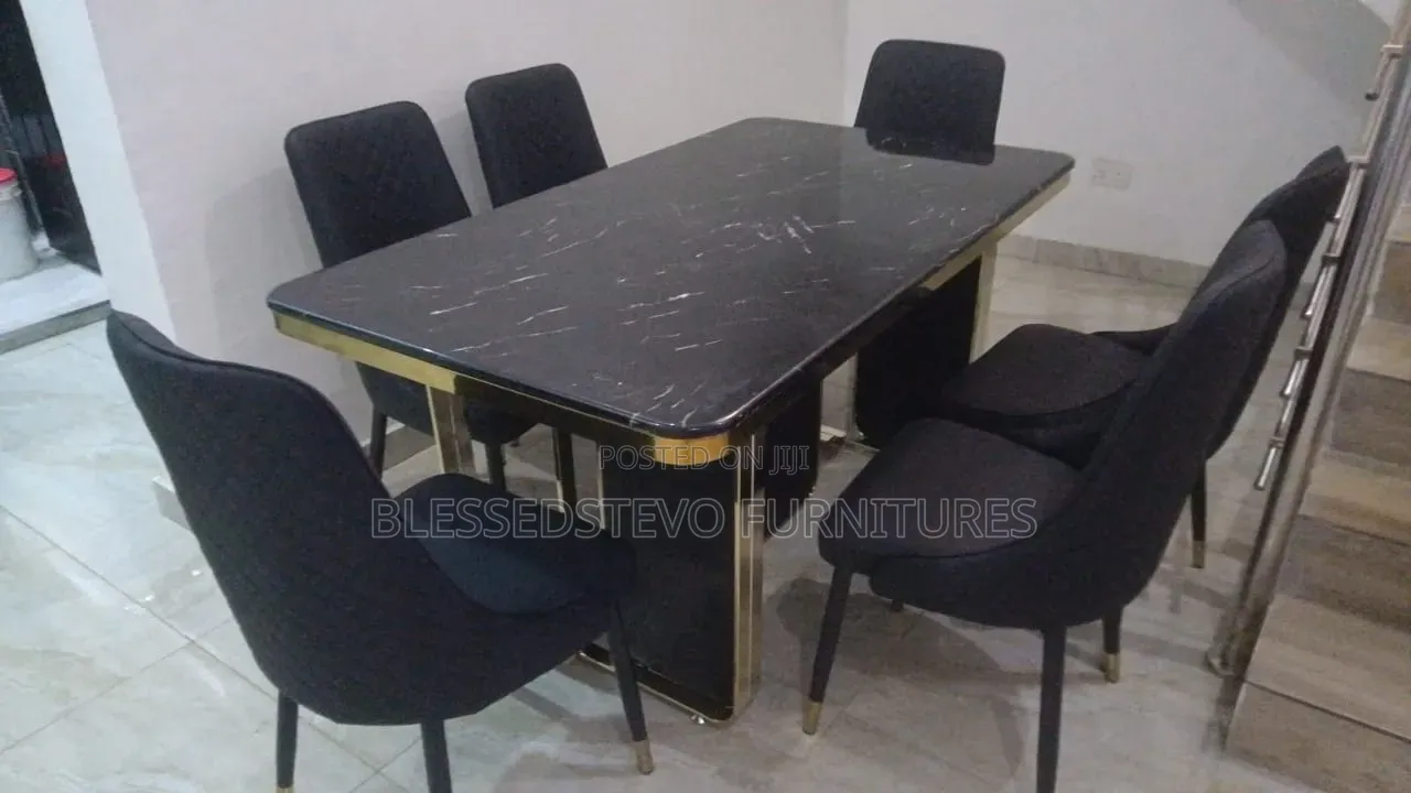 Marble Black Dining Table With 6 Chair