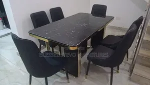 Marble Black Dining Table With 6 Chair