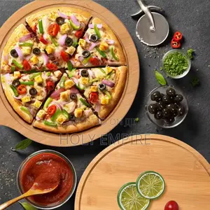 Durable Wooden Pizza Paddle Bamboo With Handle Bread Serving Board