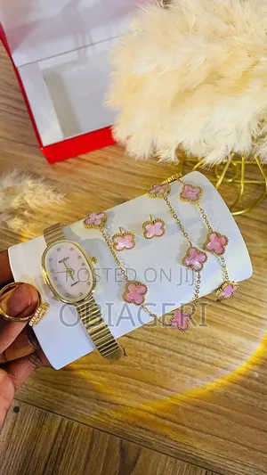 Peach Vca Non Tarnish Set With Watch