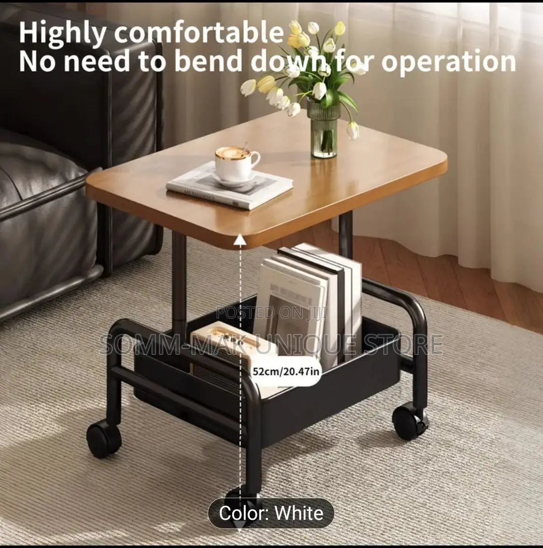 Quality Multi-Tier Rolling Sofa Side Table With Storage Shelves -