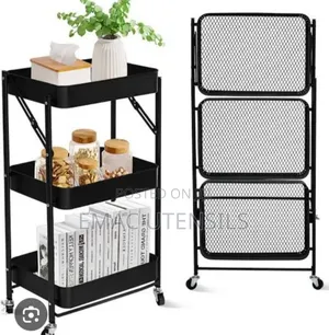 3layer Foldable Multipurpose Kitchen Trolley Storage Rack