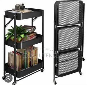3layer Foldable Multipurpose Kitchen Trolley Storage Rack