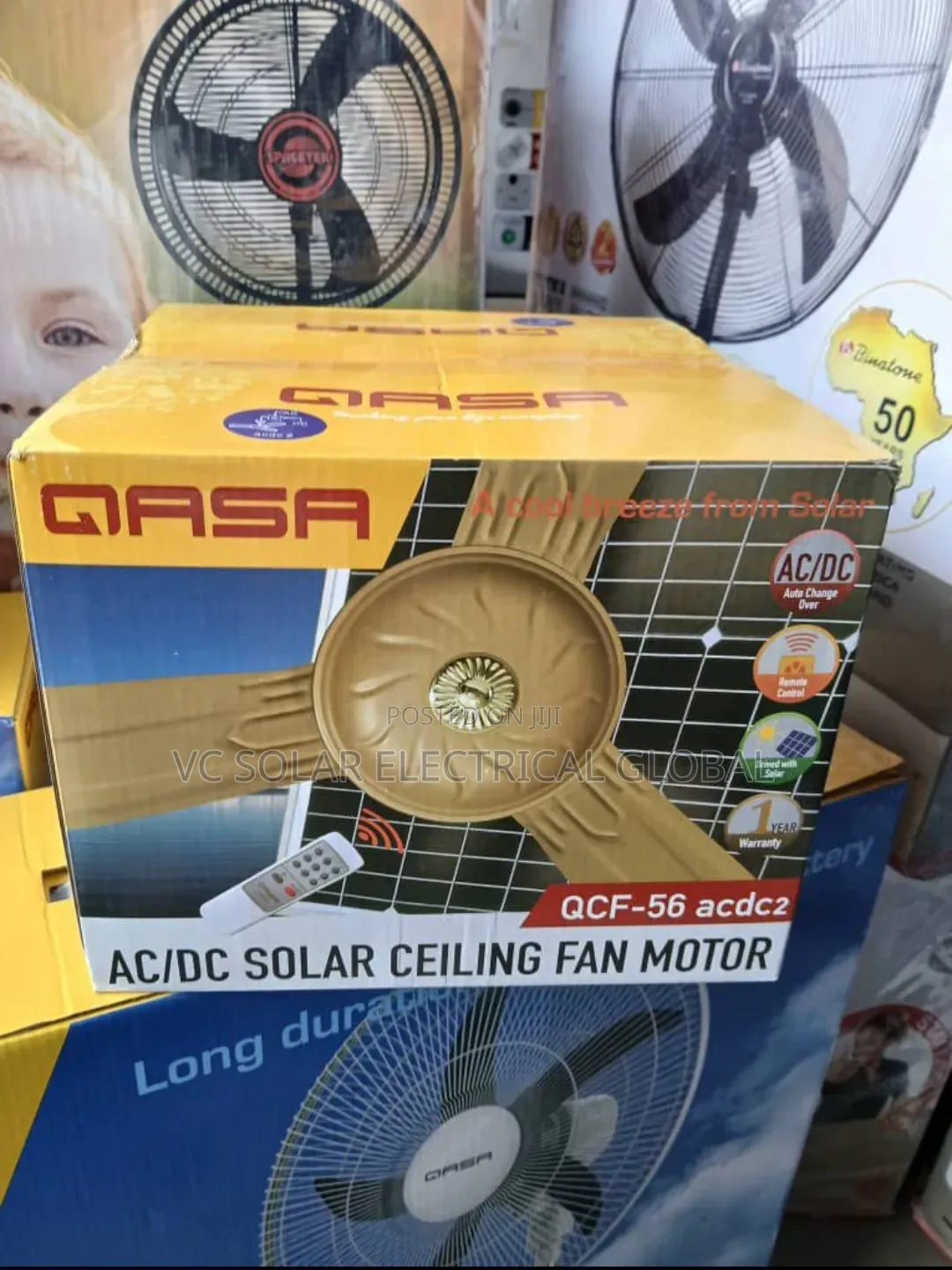 Qasa Ac/Dc Solar Ceiling Fan Motor _Stay Cool Anytime .