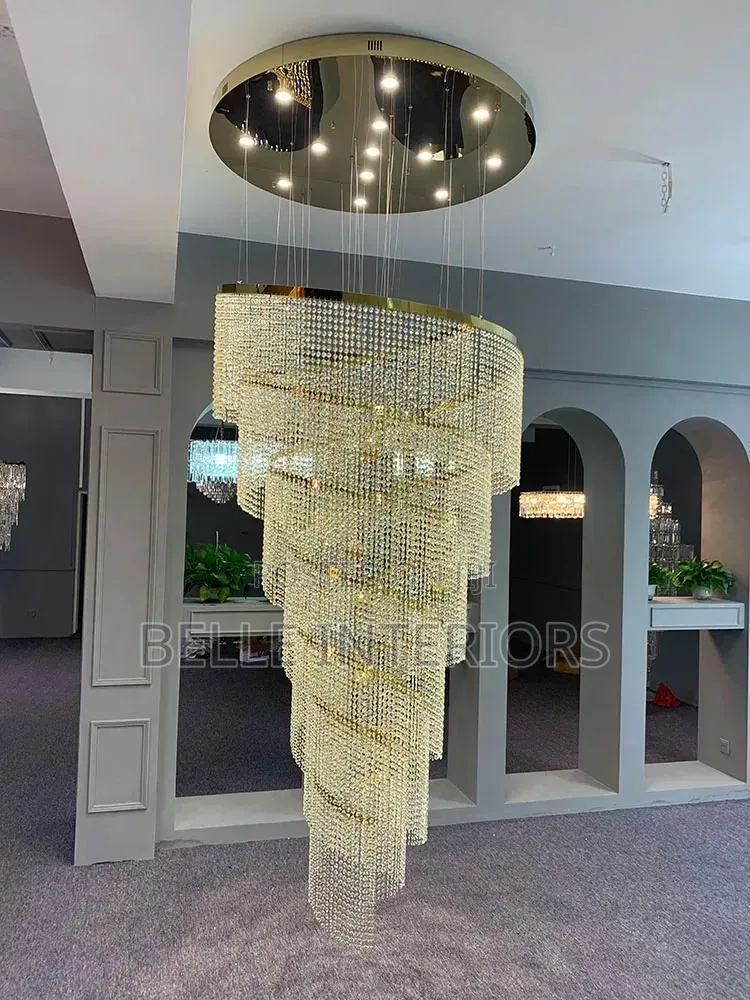 Large Spiral Design Crystal Chandelier