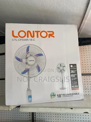 Original Lontor Rechargeable Fan 18” Long Battery Backup