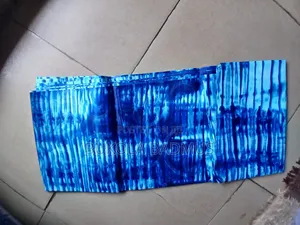 Blue Vertical Stripe Adire Tie-Dye Cotton Fabric 5 Yards