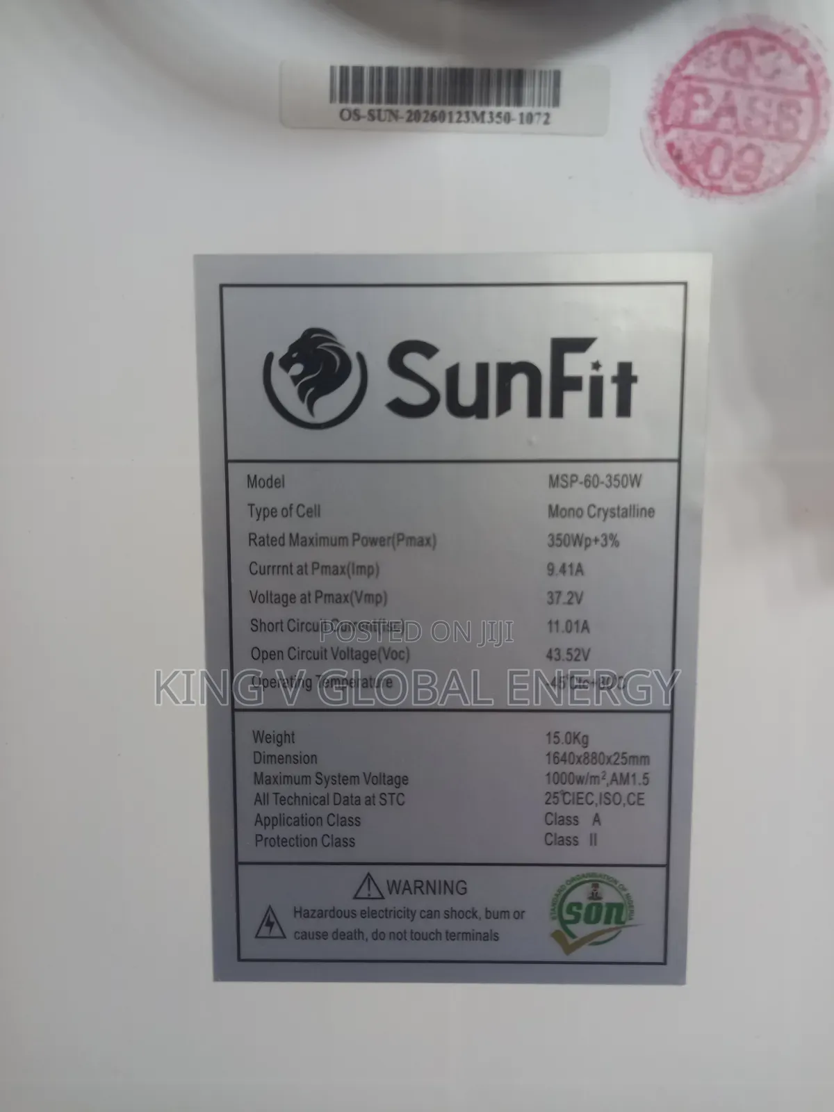 Sunfit 350watts Monocrystalline Solar Panels