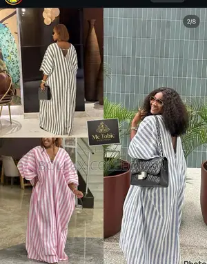 “Striped Breeze” Kaftan Maxi Dress