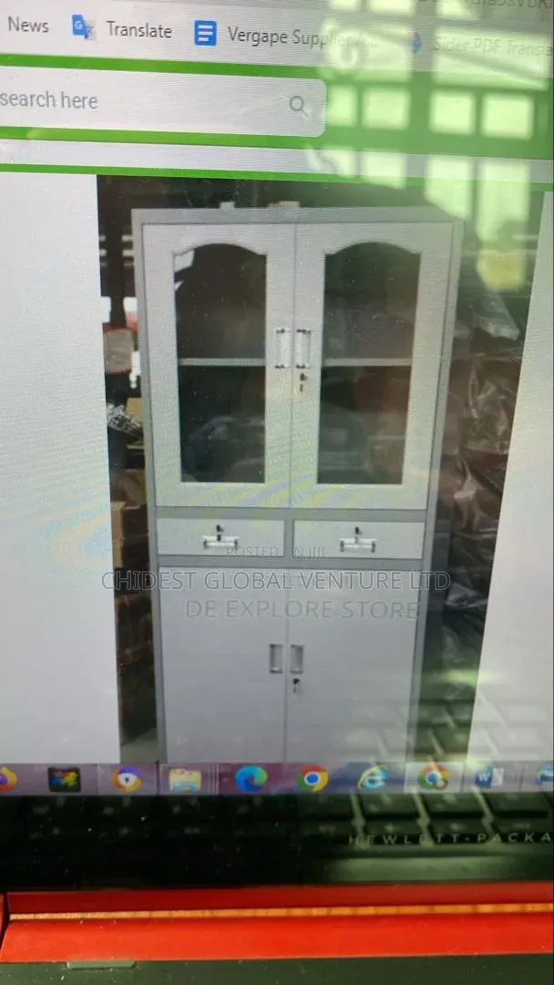 Half Glass and Half Metal Cupboard