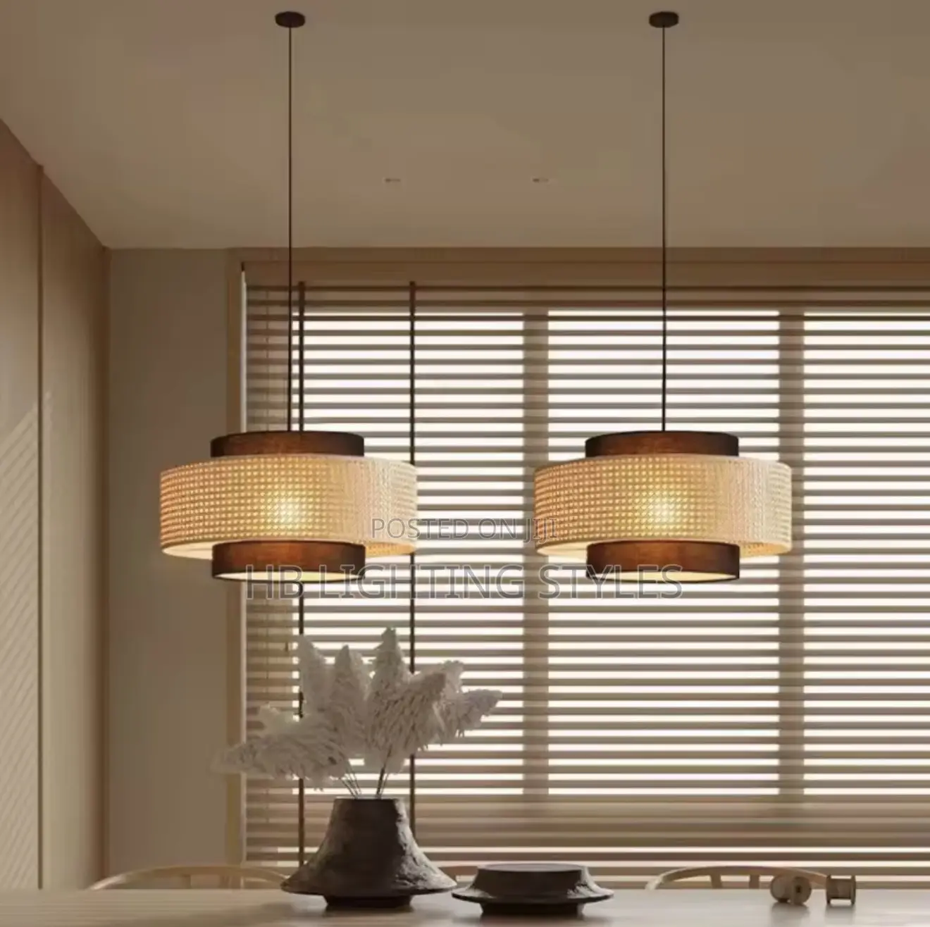 Japanese Retro Rattan Pendant Light