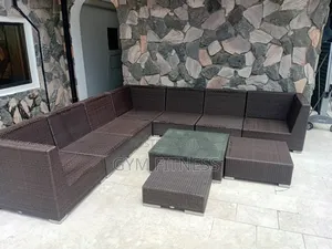 Brown Synthetic Rattan Outdoor Sectional Sofa Set