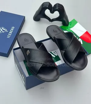 White Leather Men's Slippers