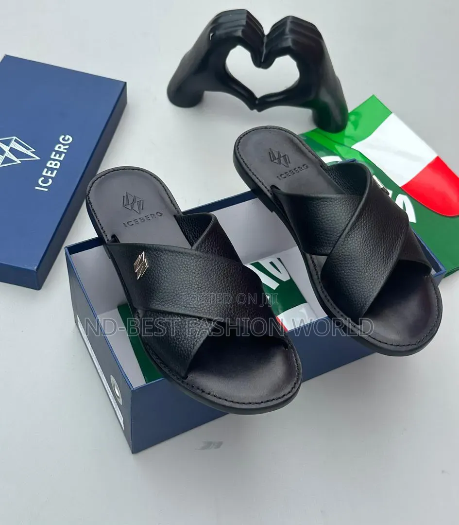 White Leather Men's Slippers