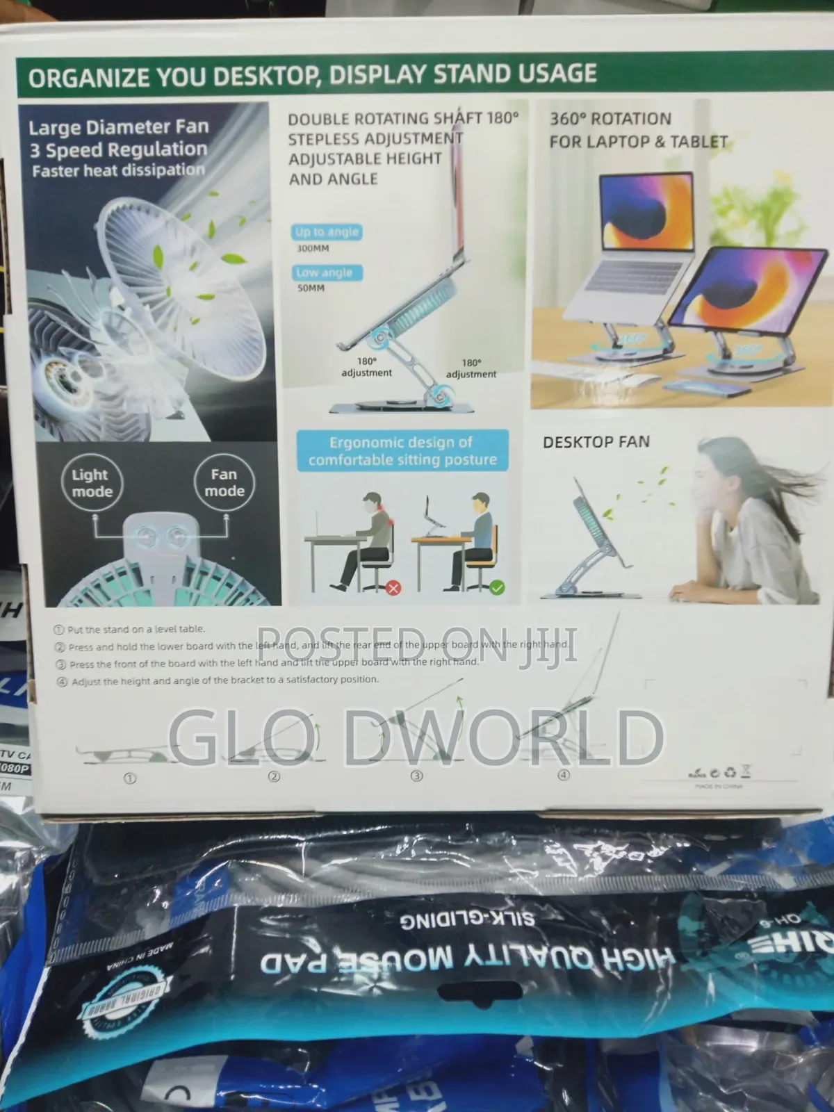 360 Laptop Stand With Cooling Pad