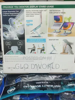360 Laptop Stand With Cooling Pad
