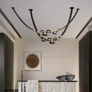 Nordic Minimalist Restaurant Belt Pendant Light Loft High Rise Villa