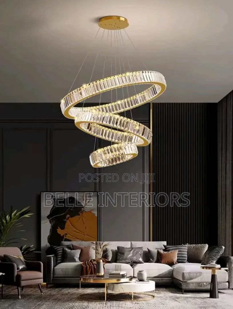 Round Crystal Chaindelier Light Led