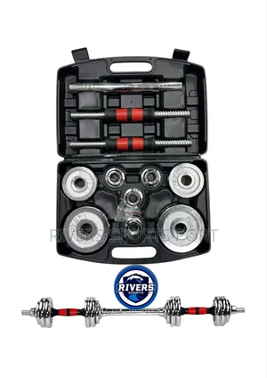 10kg Chrome Adjustable Dumbbell Set With Extension Rod/Connector Box