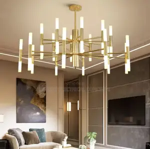 Acrylic Tube Led Chandelier Gold/Black Modern Led Art Pendant Lamp
