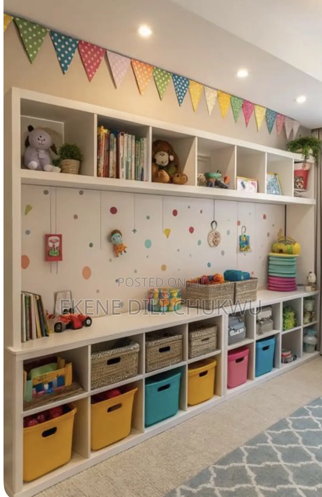 Modern Kids Storage Learning Wall Unit With Bunk