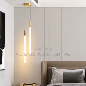 Luxury Gold Dual Led Tube Pendant Light – For Dining, Bedside, Balcony