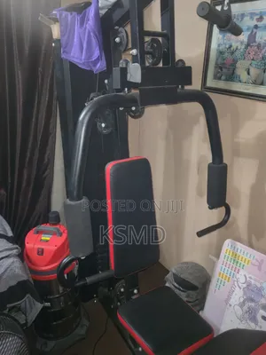 Black and Red Multi-Function Home Gym Station