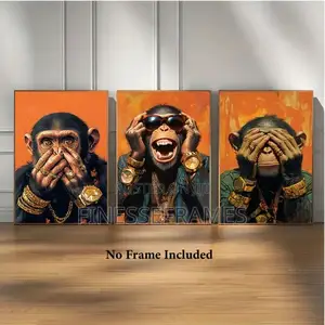 3-in-1 Luxury Monkey Wall Art (Frameless)