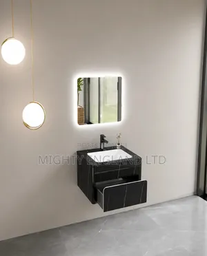 Luxury Bathroom Cabinet With a Marble Finish Integrated Smart Mirror