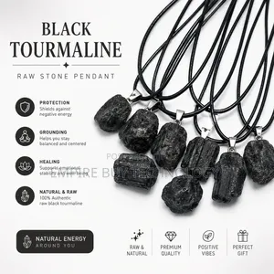 Natural Black Tourmaline Crystal Necklace