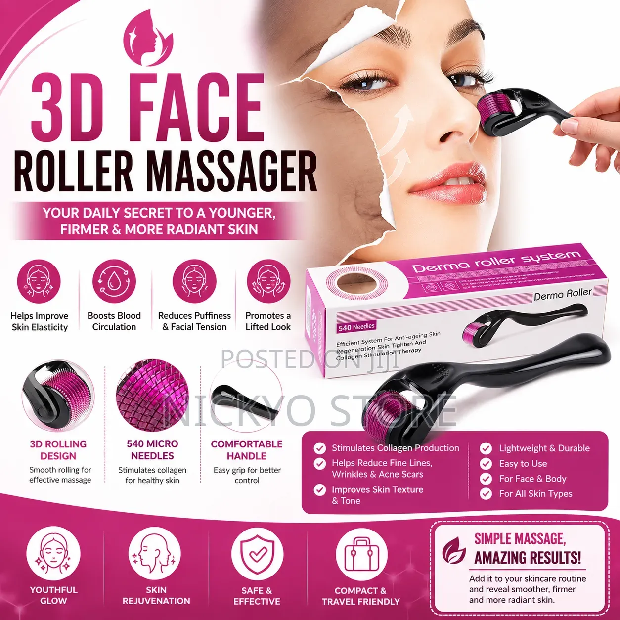 3d Face Roller Massager