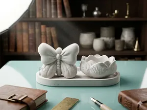 Butterfly Tulip And Tray Vanity Ceramic Set
