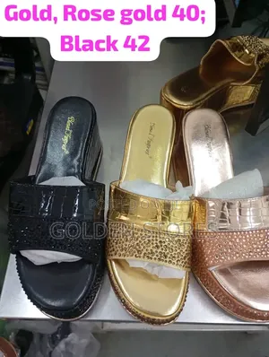 Ladies Stoned Wedge Slippers