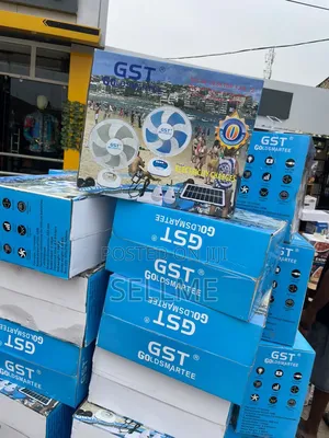 12” GST Table Solar Rechargeable Fan With Two Bulbs