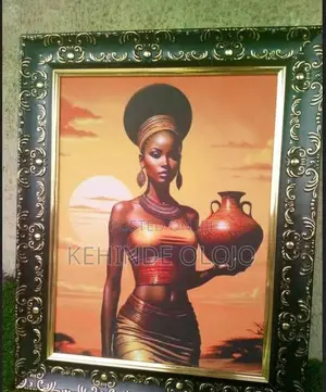 Elegant African Maiden Wall Art Frame – Luxury Decorative Painting