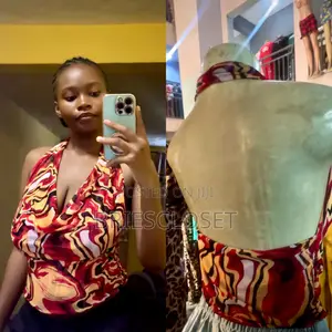 Abstract Print Mesh Halter Top