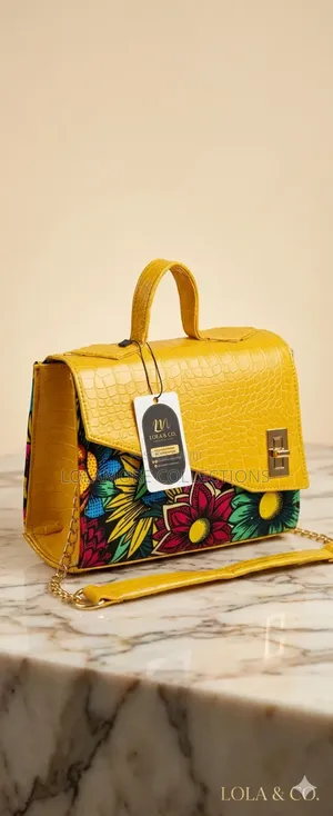Handmade Ankara Mixed Leather Combo Handbag