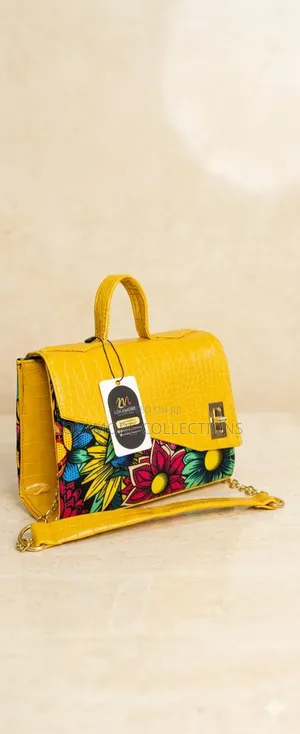 Handmade Ankara Mixed Leather Combo Handbag