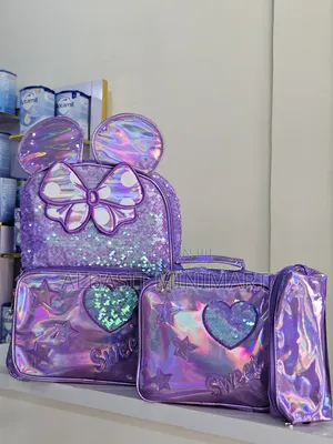 Purple Sequined Girl's 3piece Bag