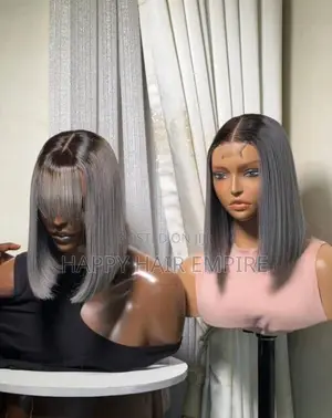 Luxury 10-inch Dark Root Ash Gray Vietnam Bone Straight Bob Wig