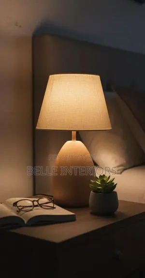 Wooden Table Lamp With White
