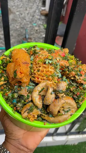 Vegetable Soup, Egusi Soup, Chicken Stew, Oha Soup, Plantain Chips
